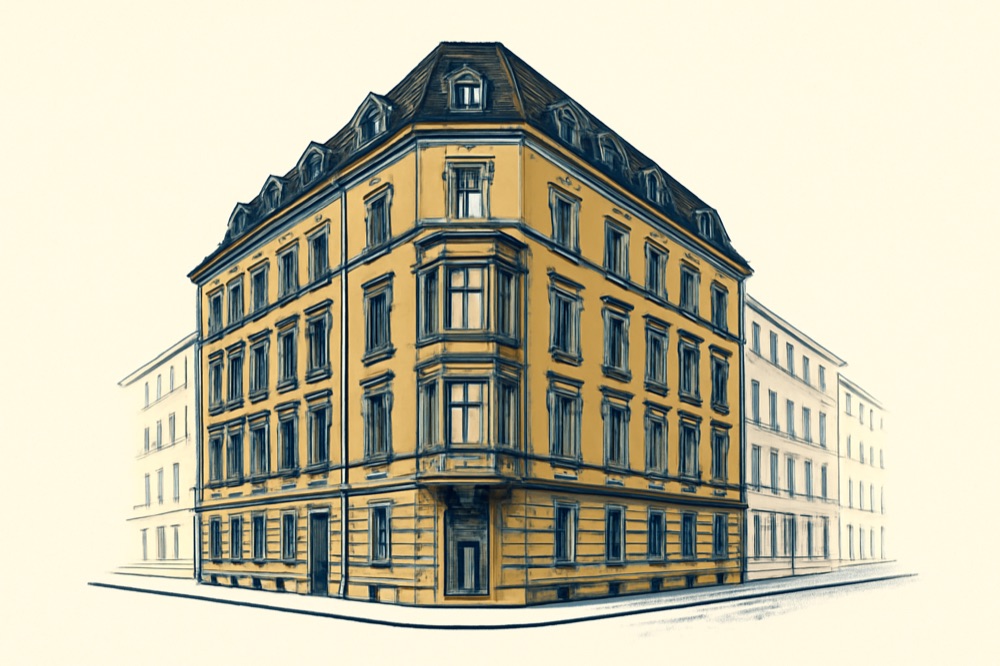 Gründerzeit‑Wohnhaus, typisch für Dresden und Leipzig