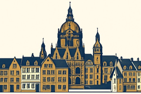 Neues Rathaus Hannover und angrenzende Wohnhausfassaden