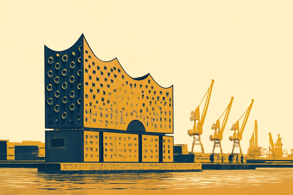 Hamburg — the Elbphilharmonie and the harbour cranes